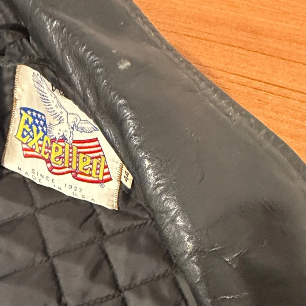 Vintage Excelled Leather Motorcycle Jacket Sz 44 80s 90s Biker Moto Heavyweight